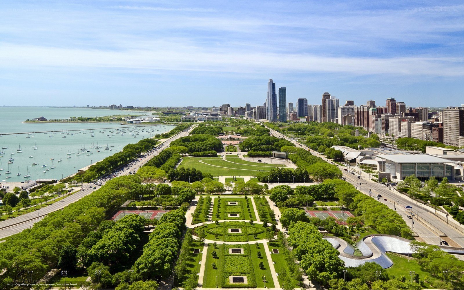Chicago skyline and park view