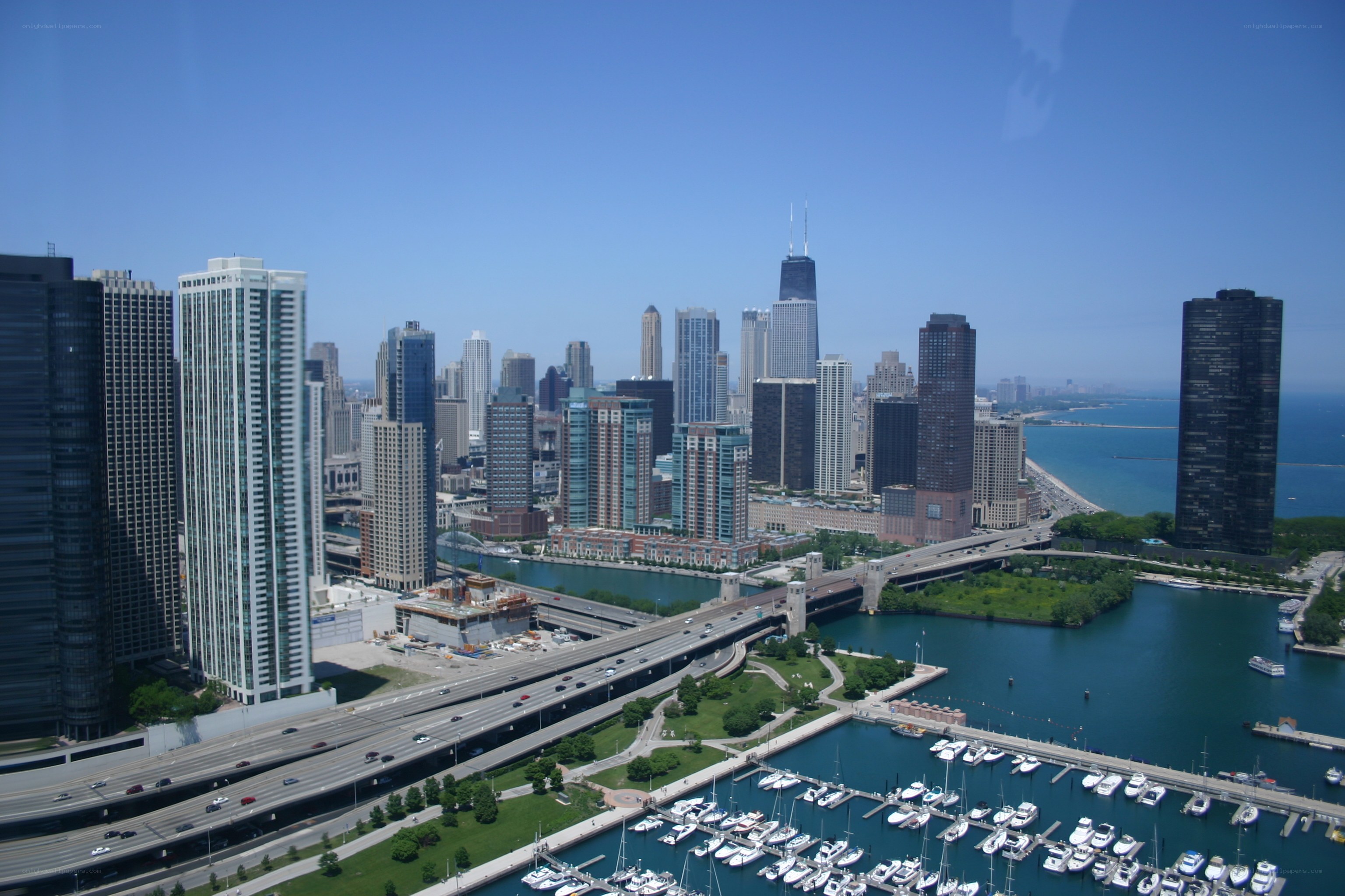 Chicago skyline and river view