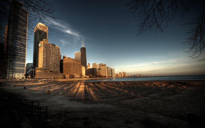 Chicago skyline at dawn