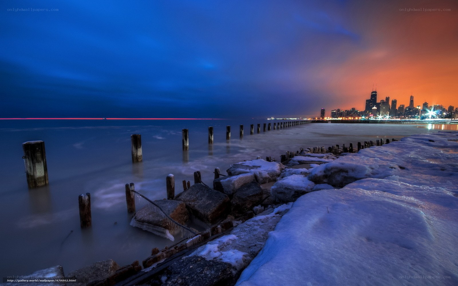 Chicago skyline at dusk