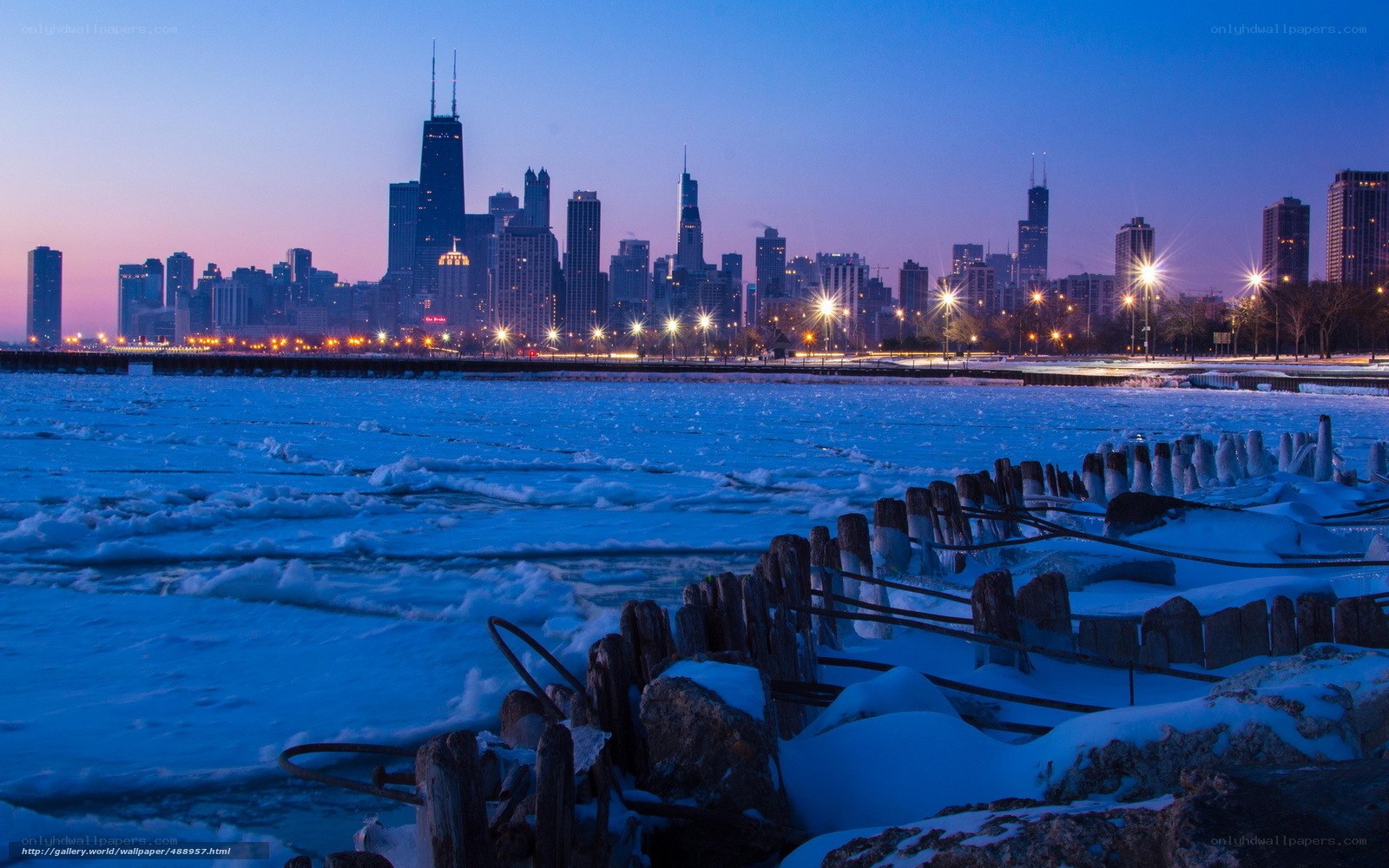 Chicago skyline at dusk