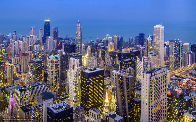 Chicago skyline at dusk