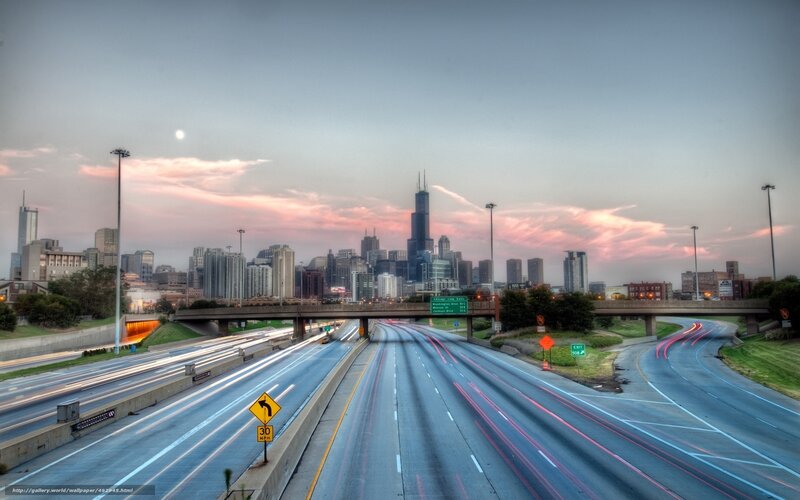 Chicago skyline at dusk
