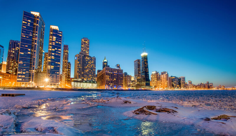 Chicago skyline at dusk