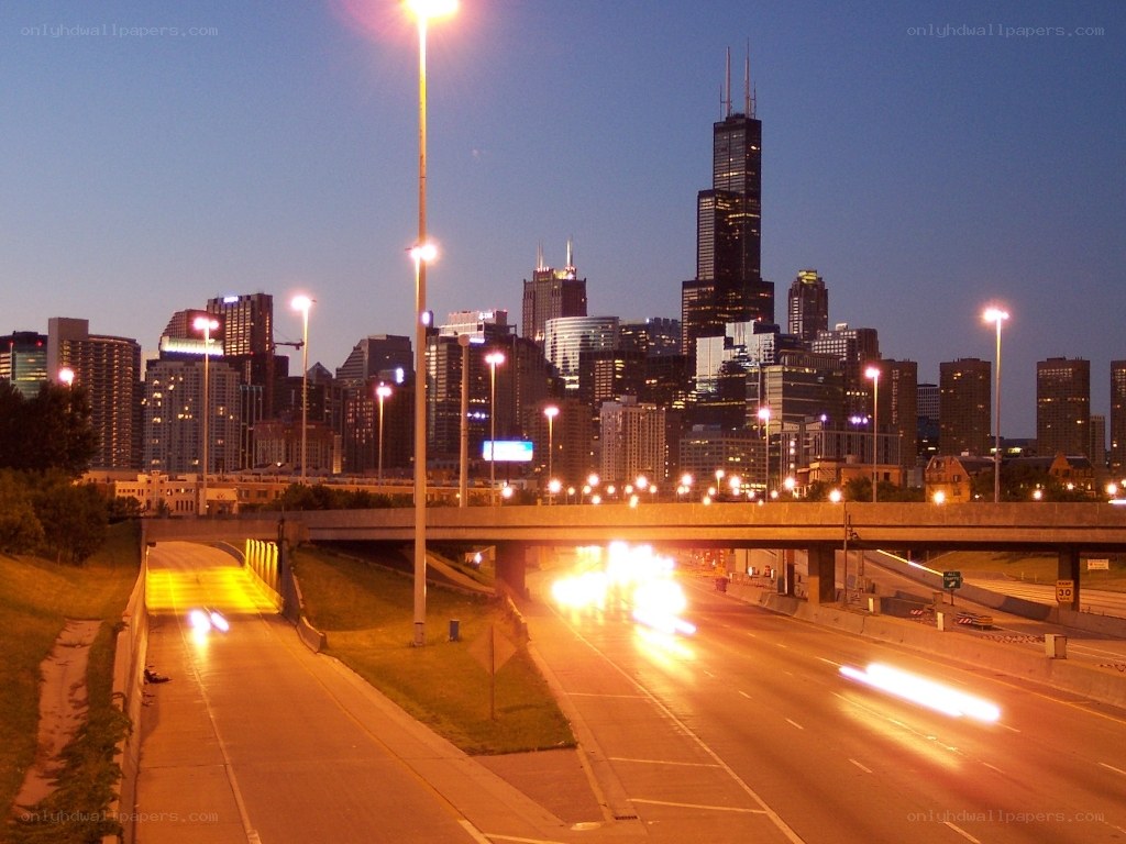 Chicago skyline at dusk