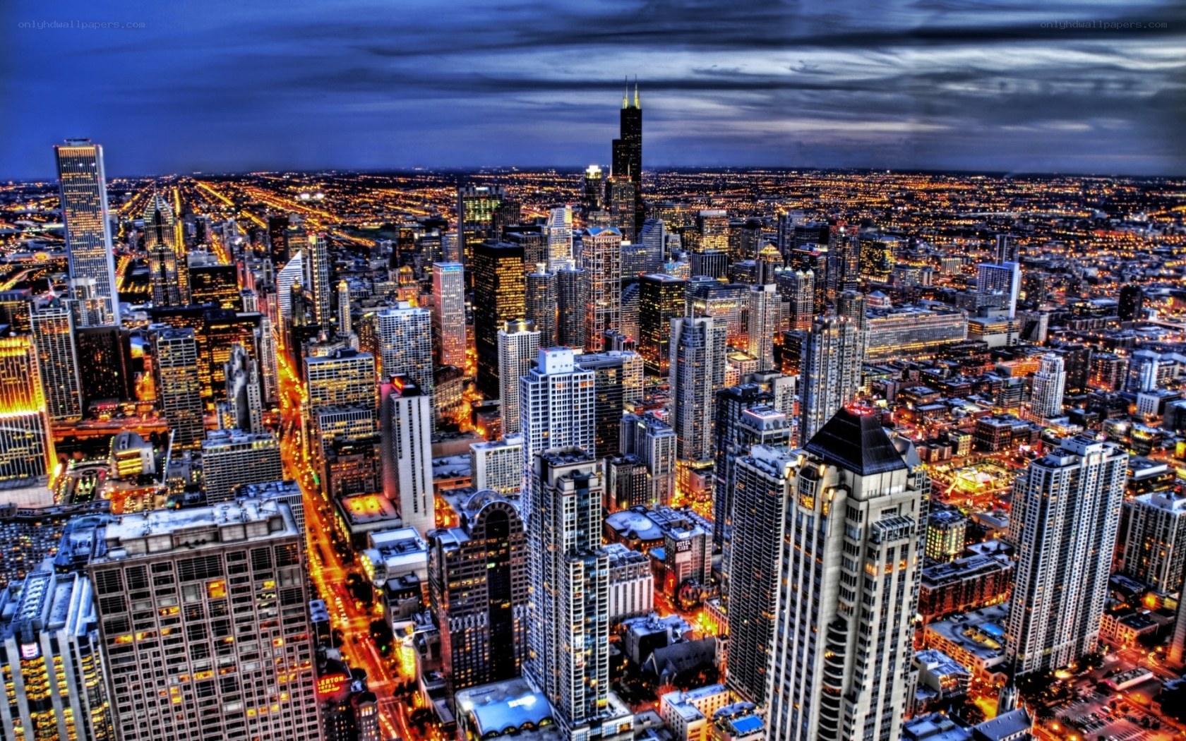 Chicago skyline at dusk