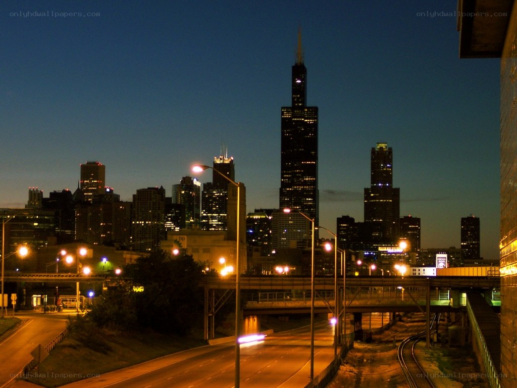 Chicago skyline at dusk