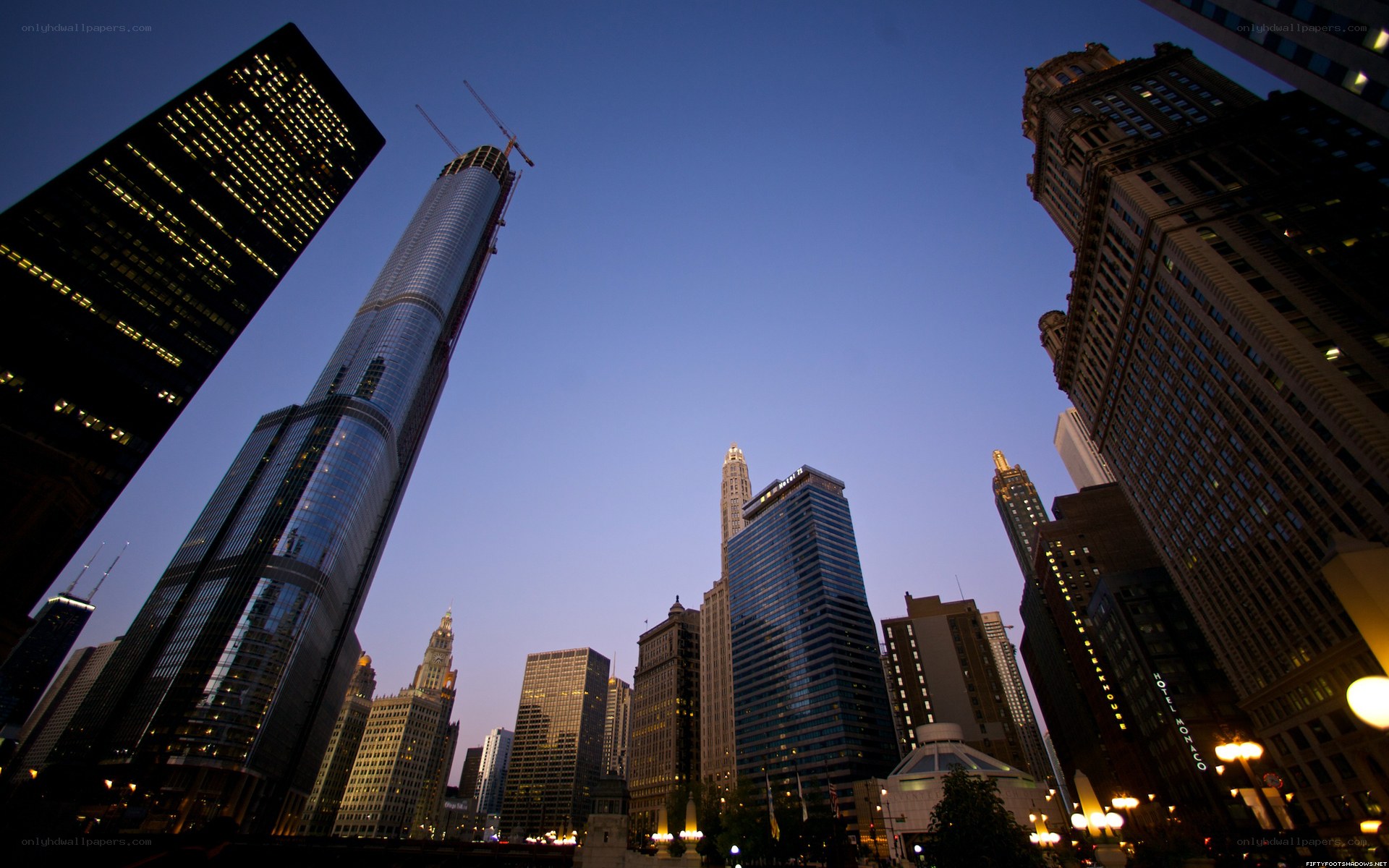 Chicago skyline at dusk