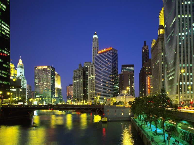 Chicago skyline at dusk