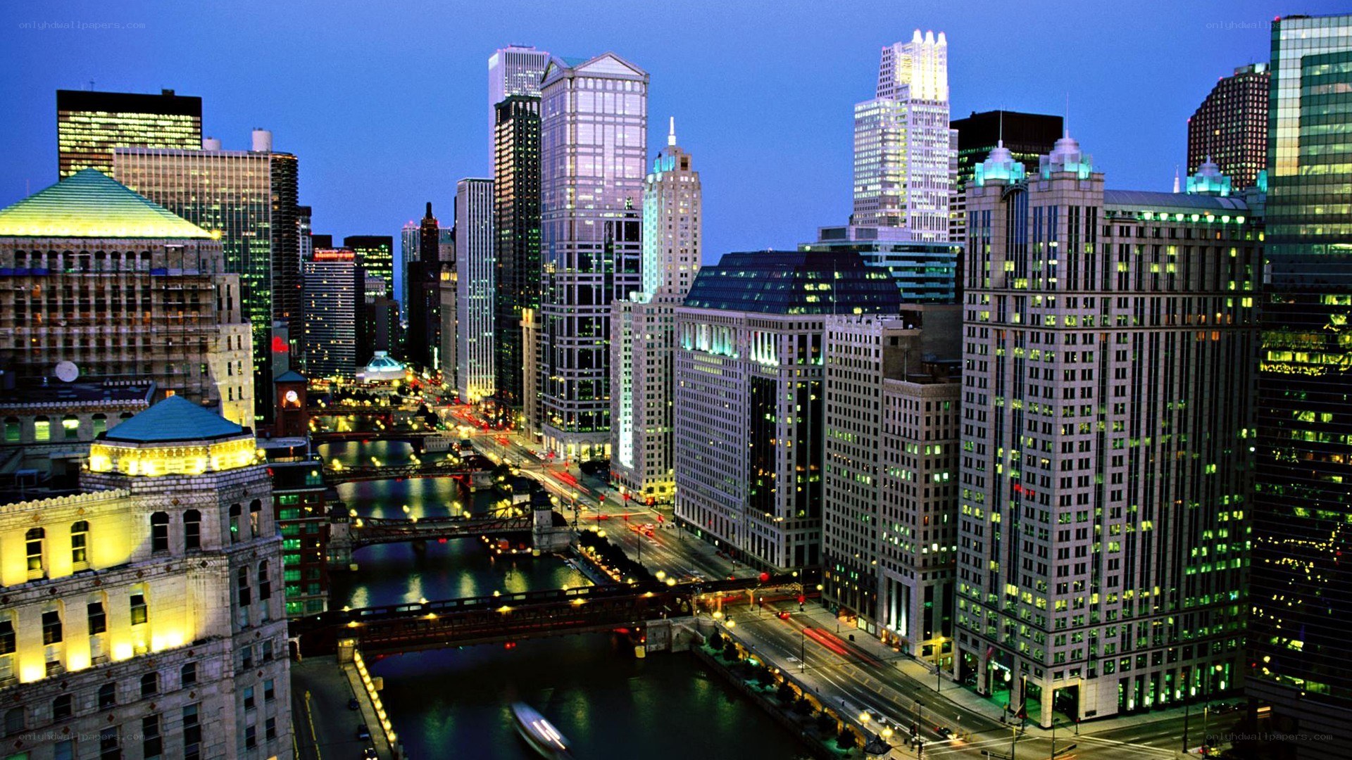 Chicago skyline at dusk