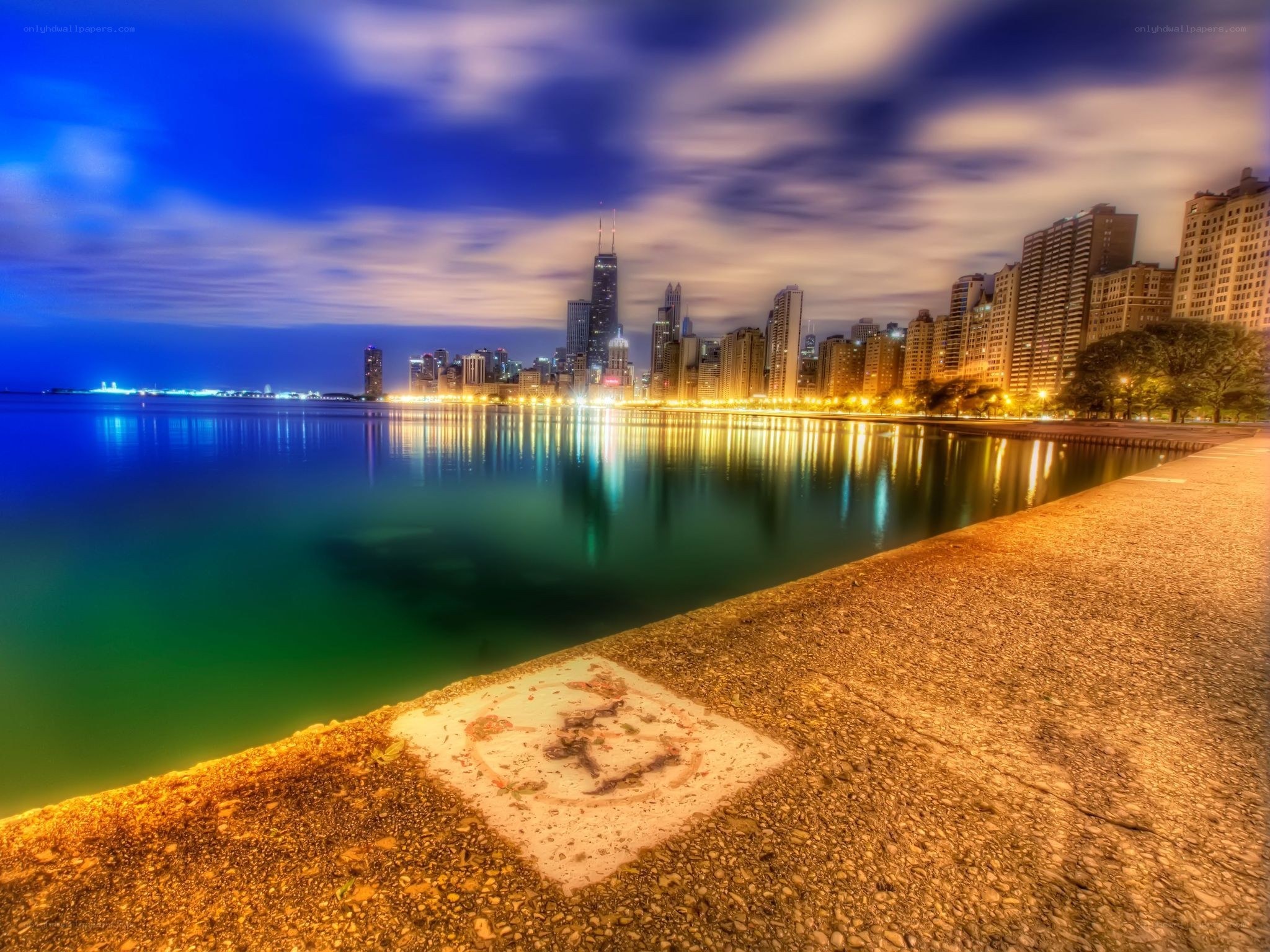 Chicago skyline at dusk