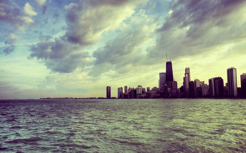 Chicago skyline at dusk