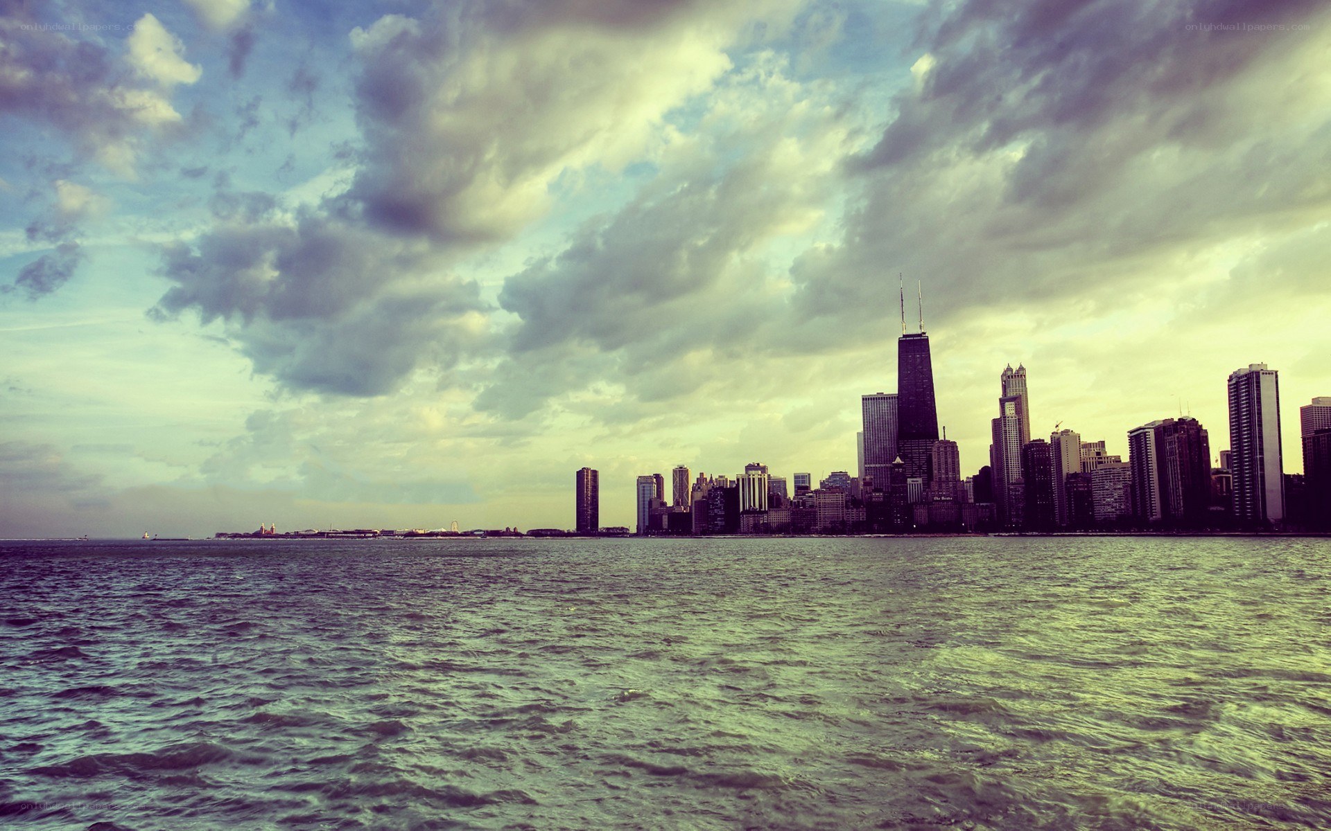 Chicago skyline at dusk