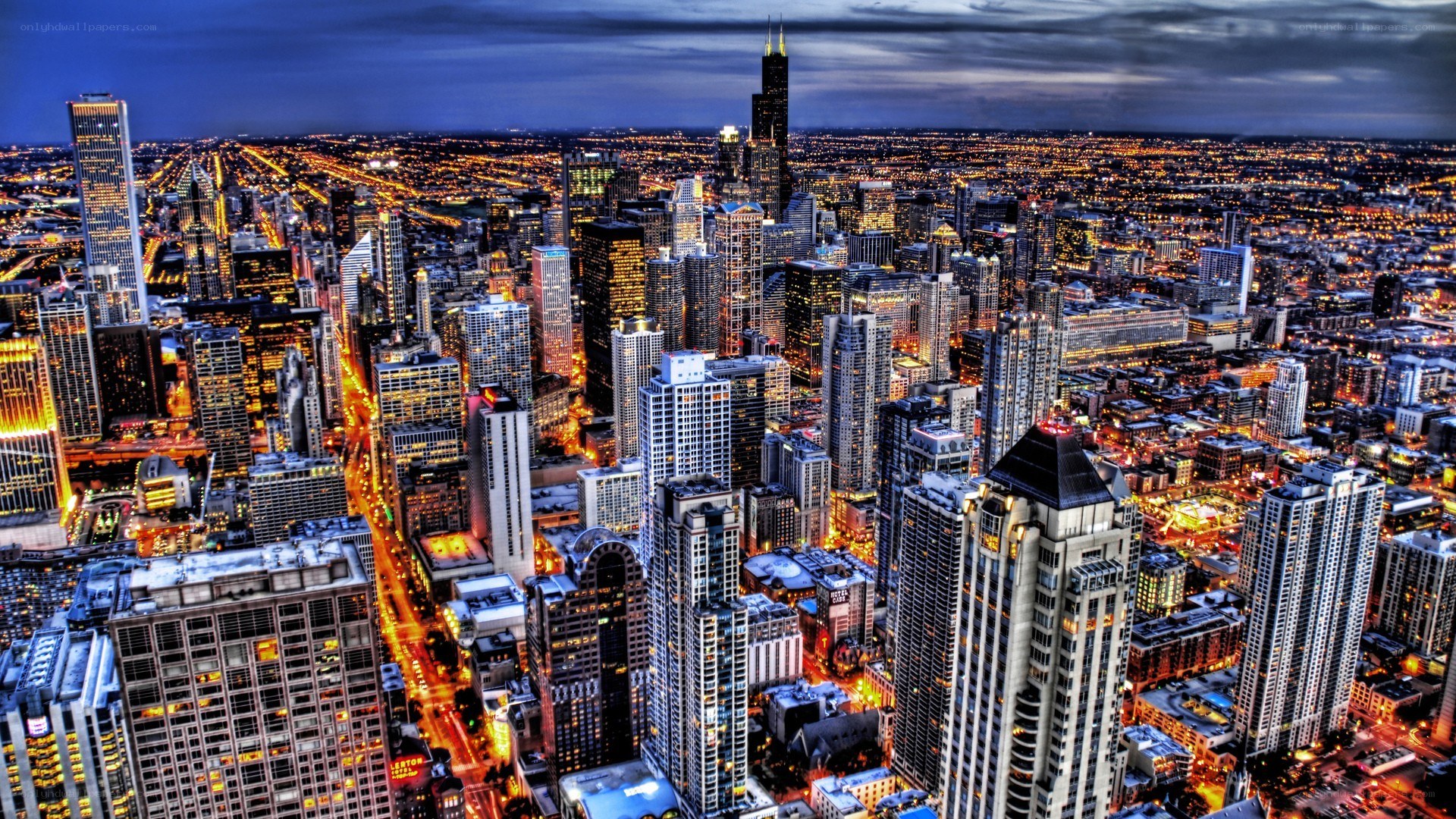 Chicago skyline at dusk