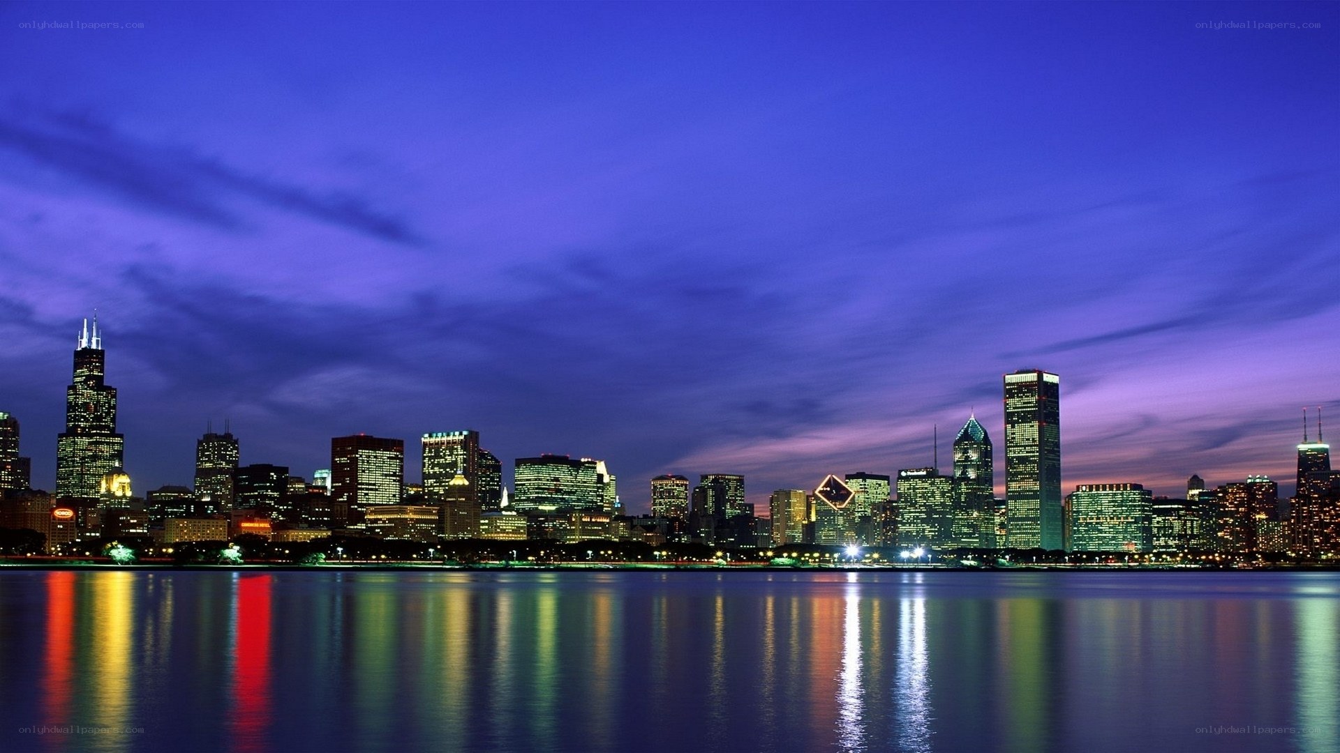 Chicago skyline at dusk