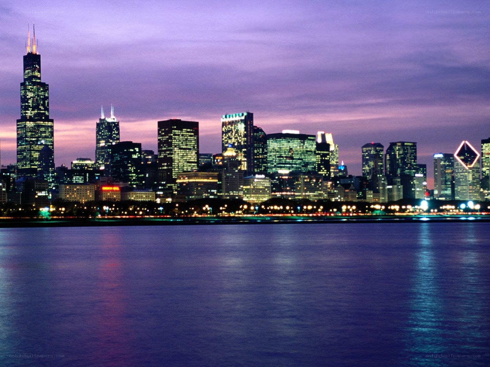 Chicago skyline at dusk