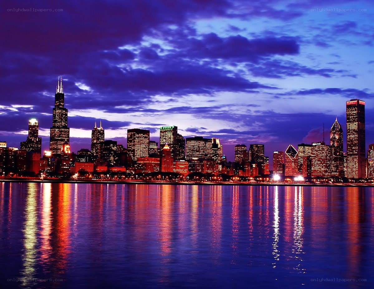 Chicago skyline at dusk
