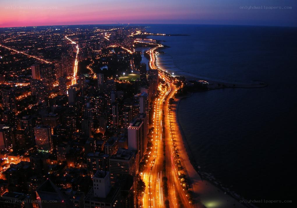 Chicago skyline at dusk