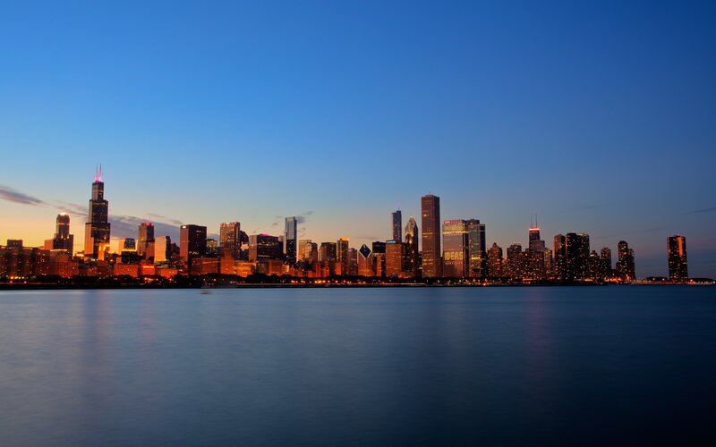 Chicago skyline at dusk
