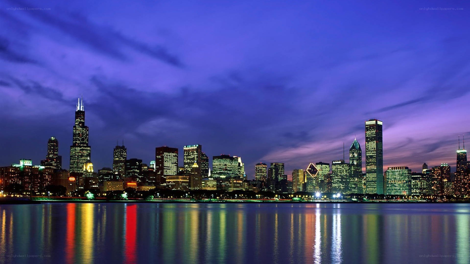 Chicago skyline at dusk