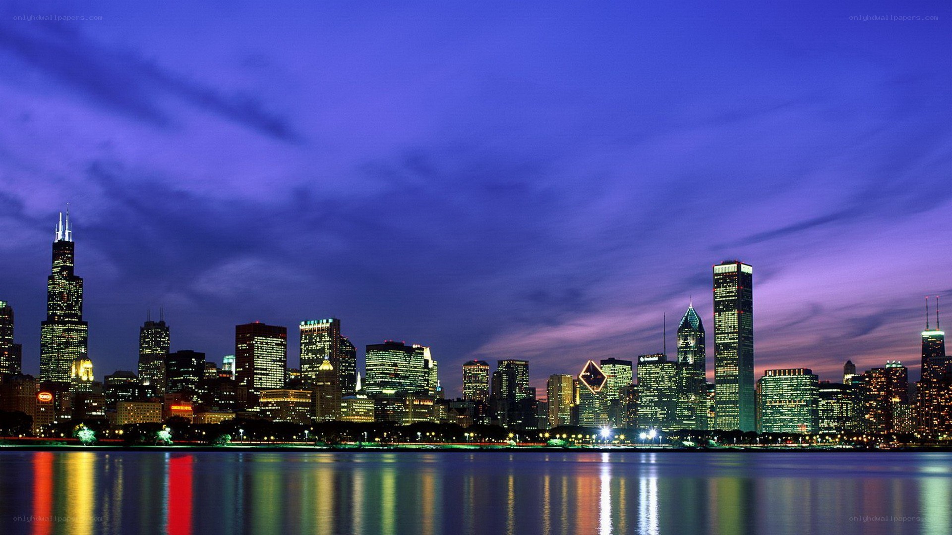 Chicago skyline at dusk