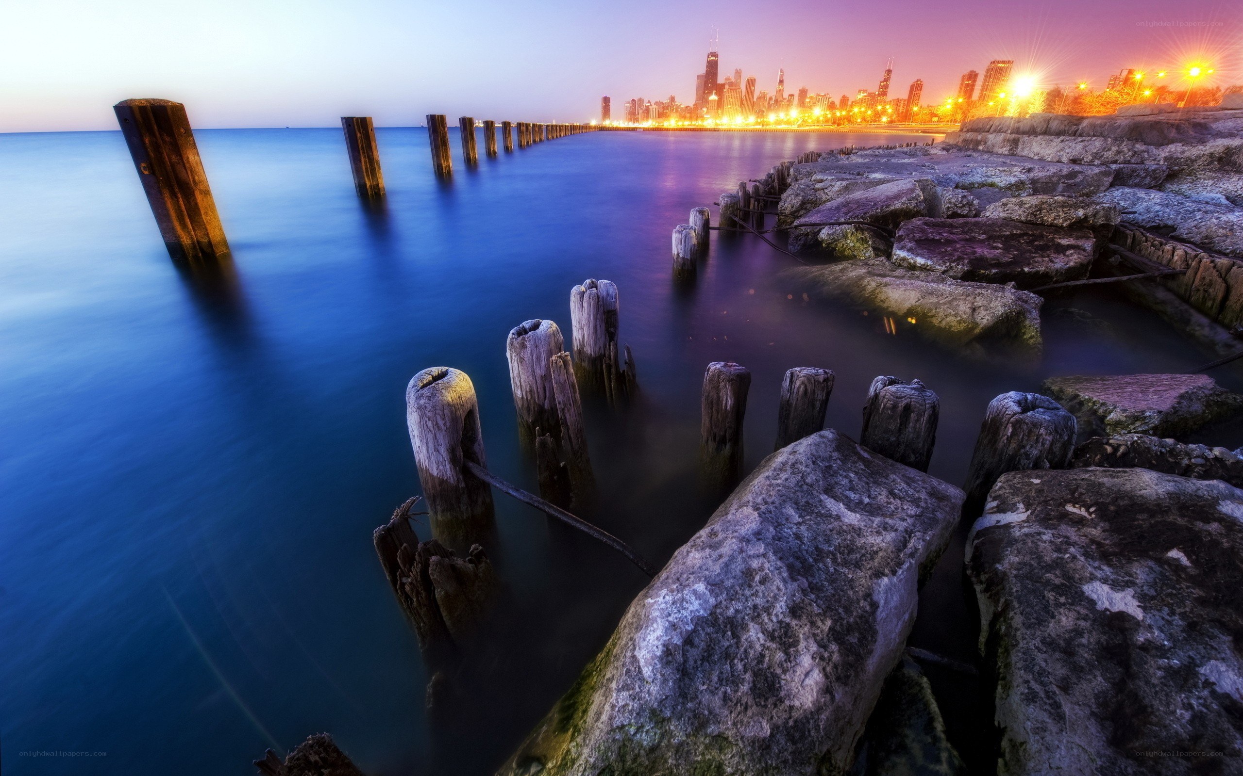 Chicago skyline at dusk