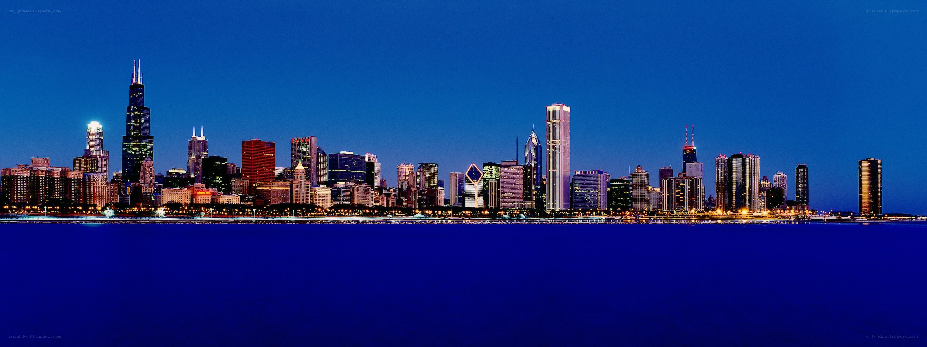Chicago skyline at dusk