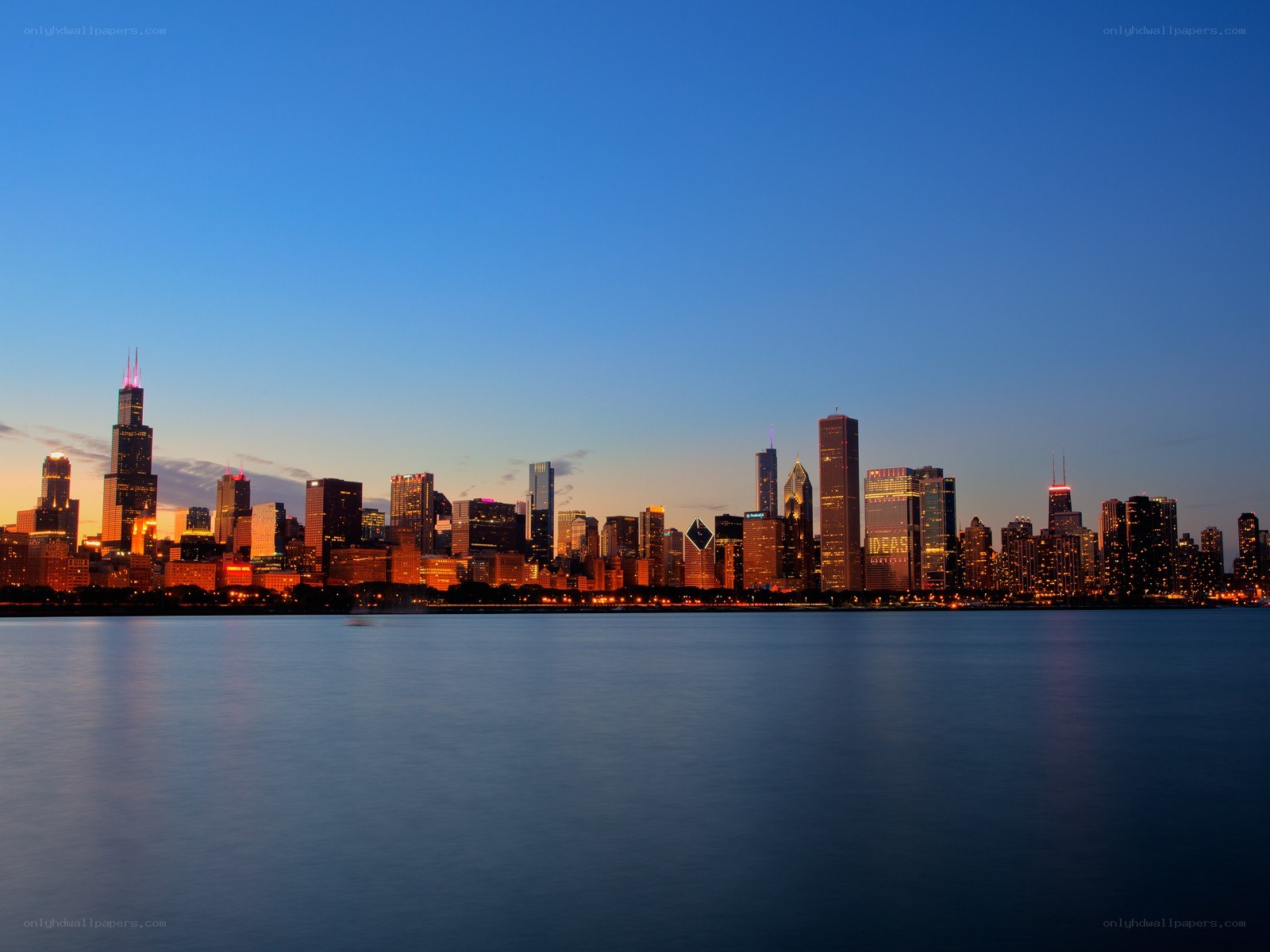 Chicago skyline at dusk