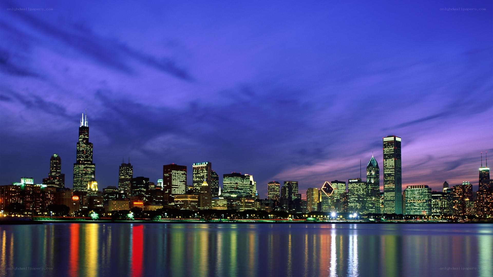 Chicago skyline at dusk