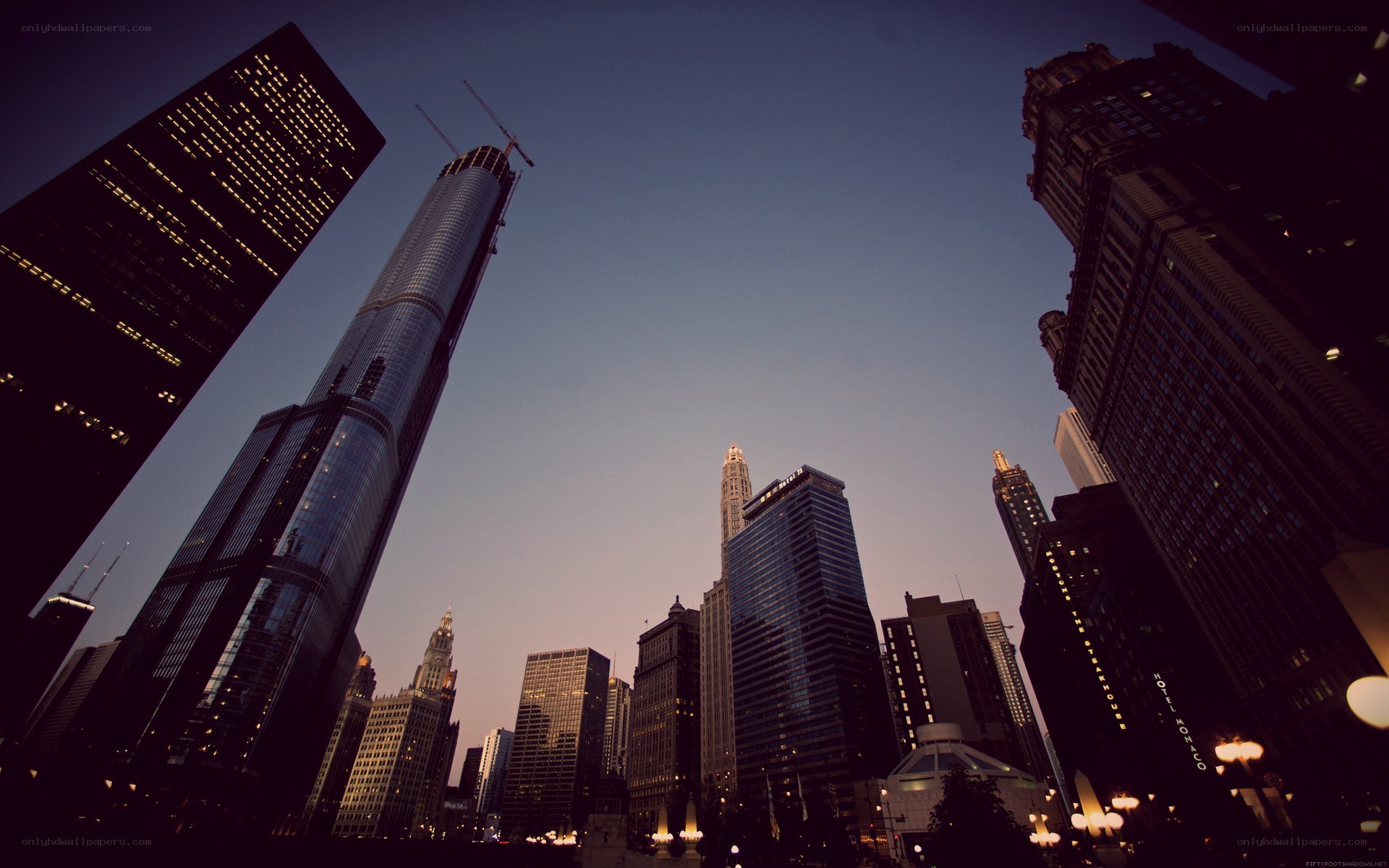 Chicago skyline at dusk