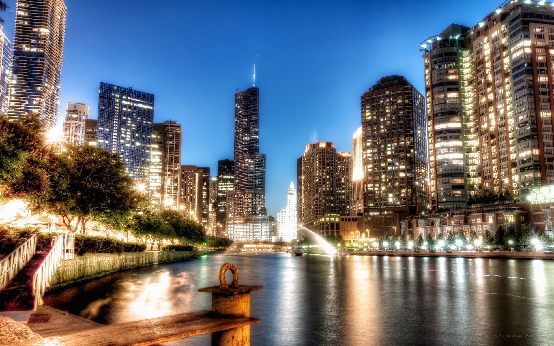 Chicago skyline at dusk