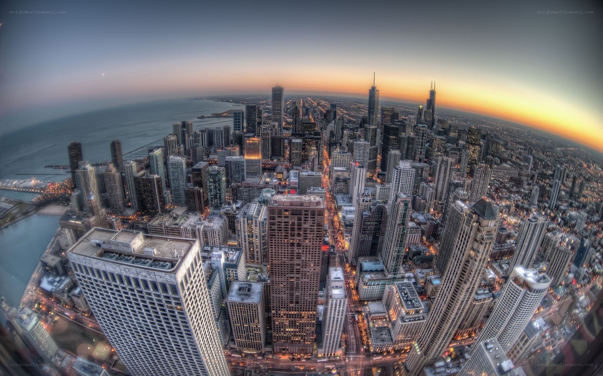 Chicago skyline at dusk