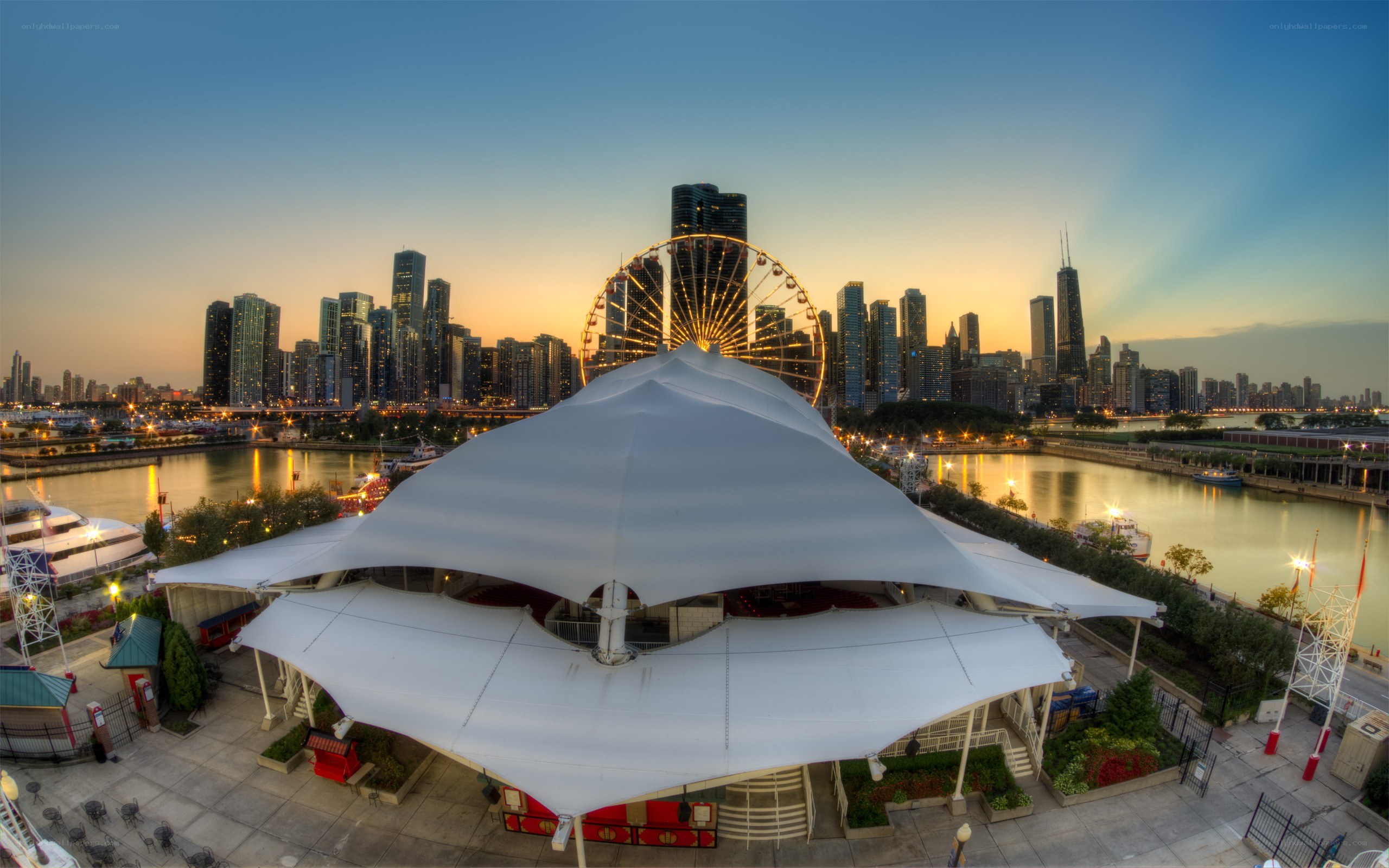 Chicago skyline at dusk