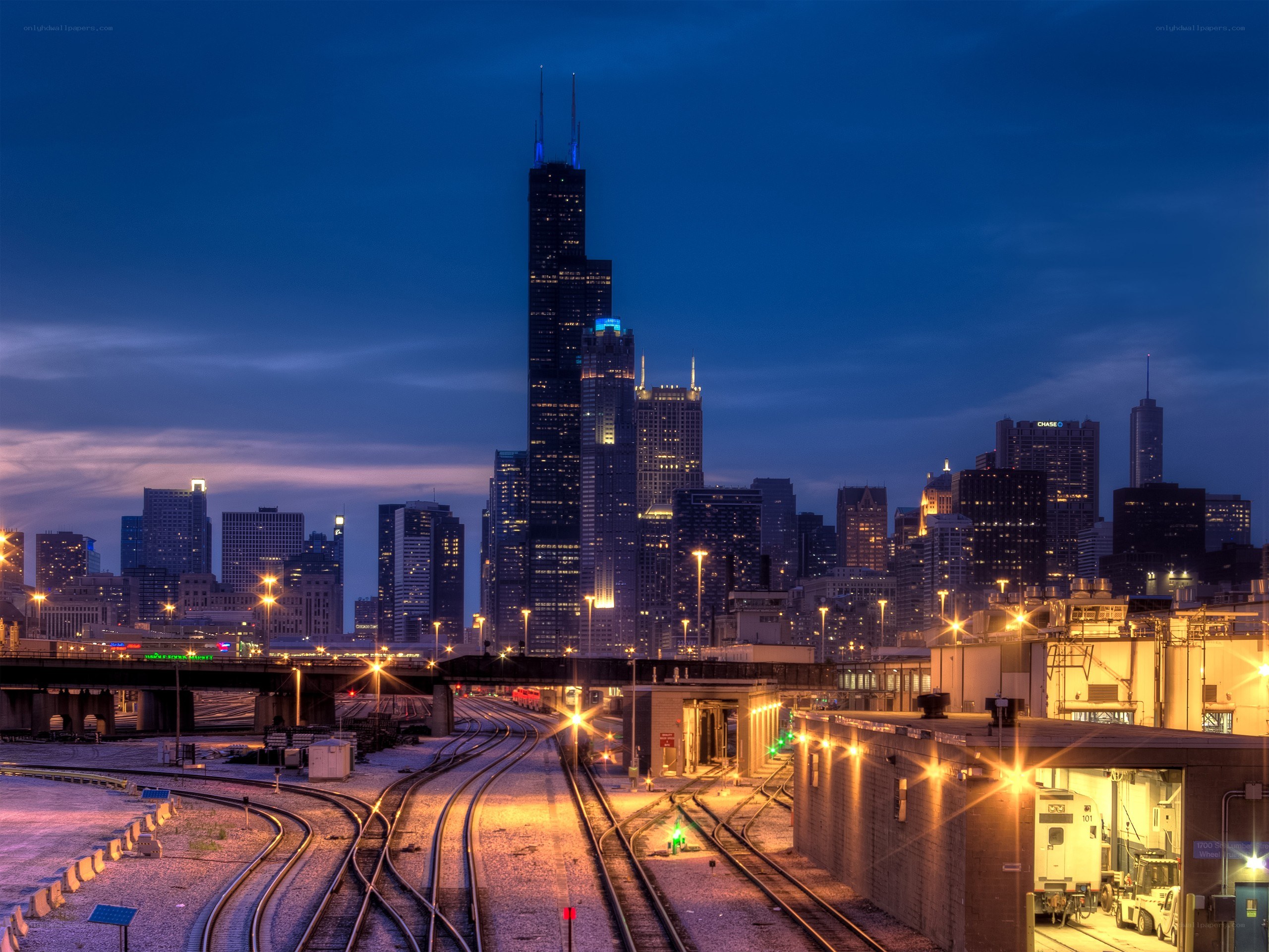 Chicago skyline at dusk