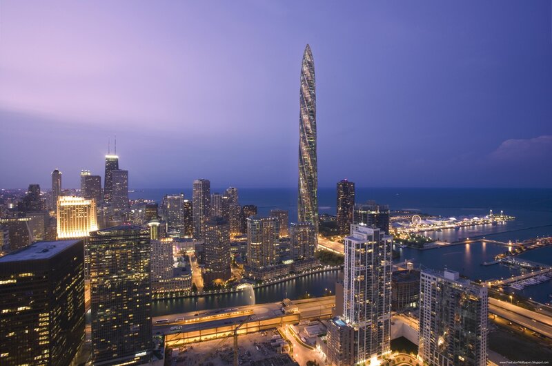 Chicago skyline at dusk