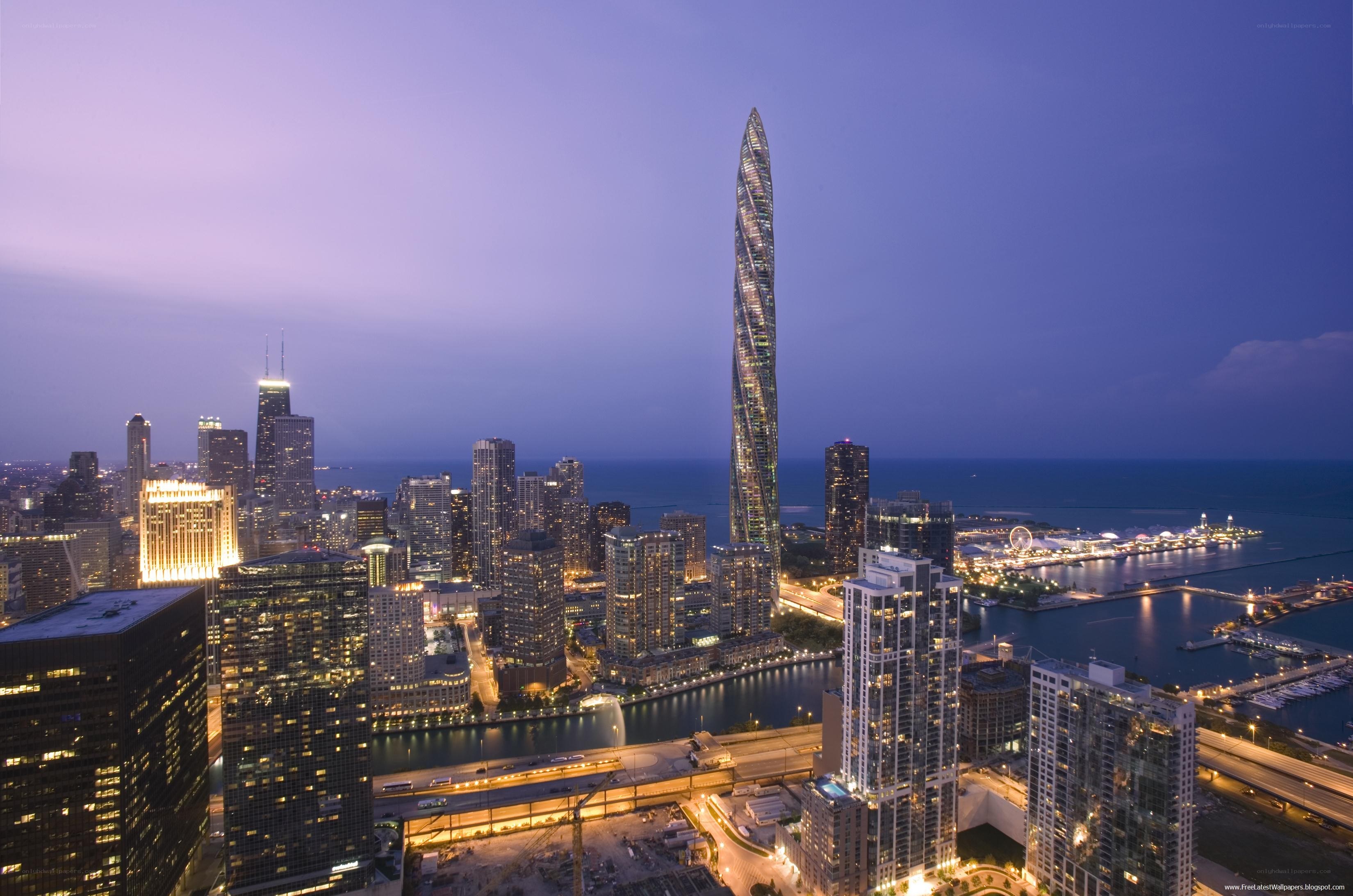 Chicago skyline at dusk