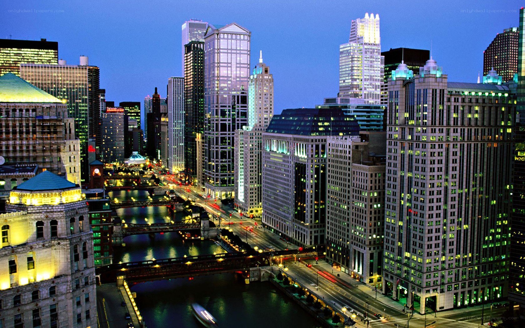 Chicago skyline at dusk