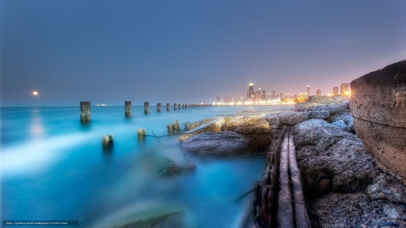 Chicago skyline at dusk