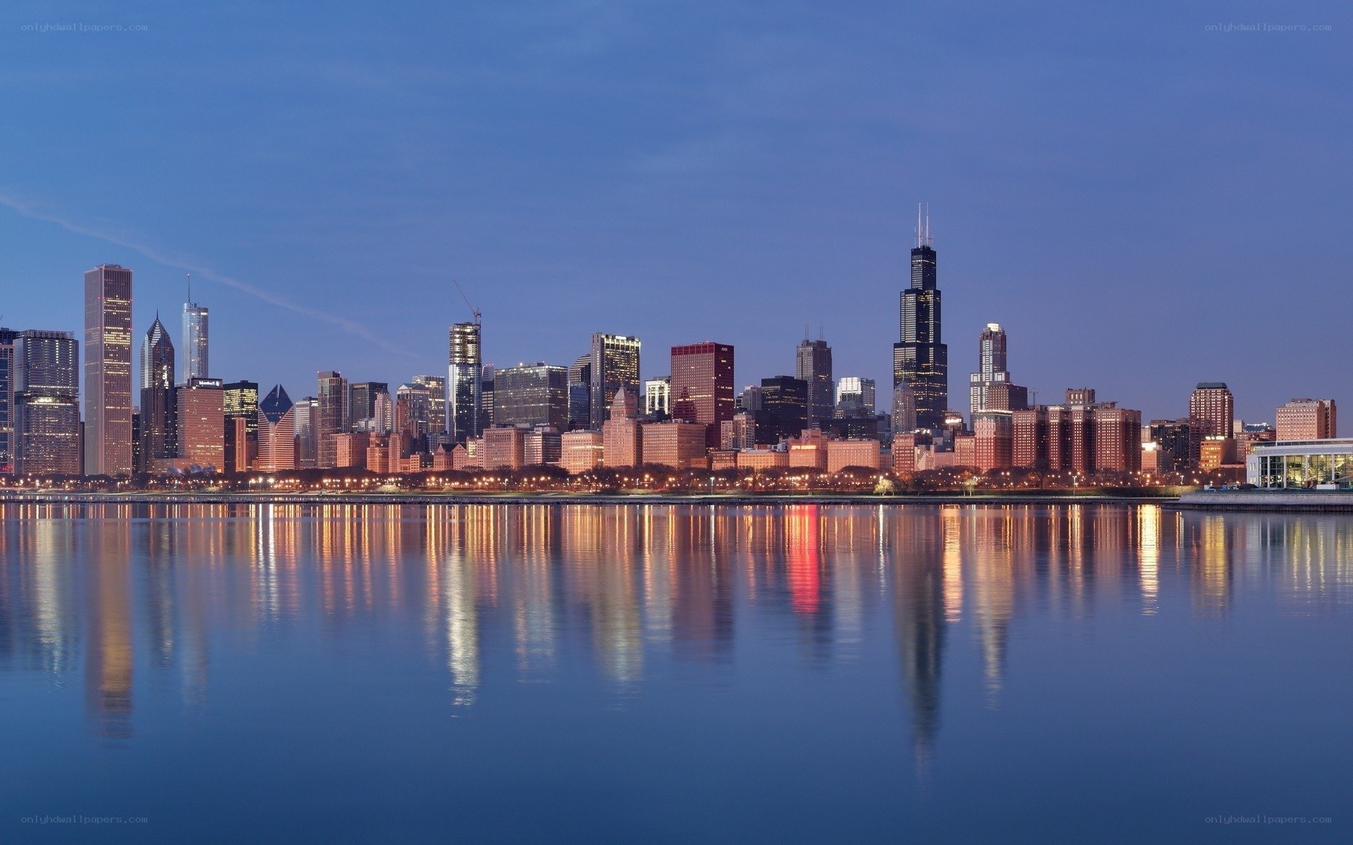 Chicago skyline at dusk