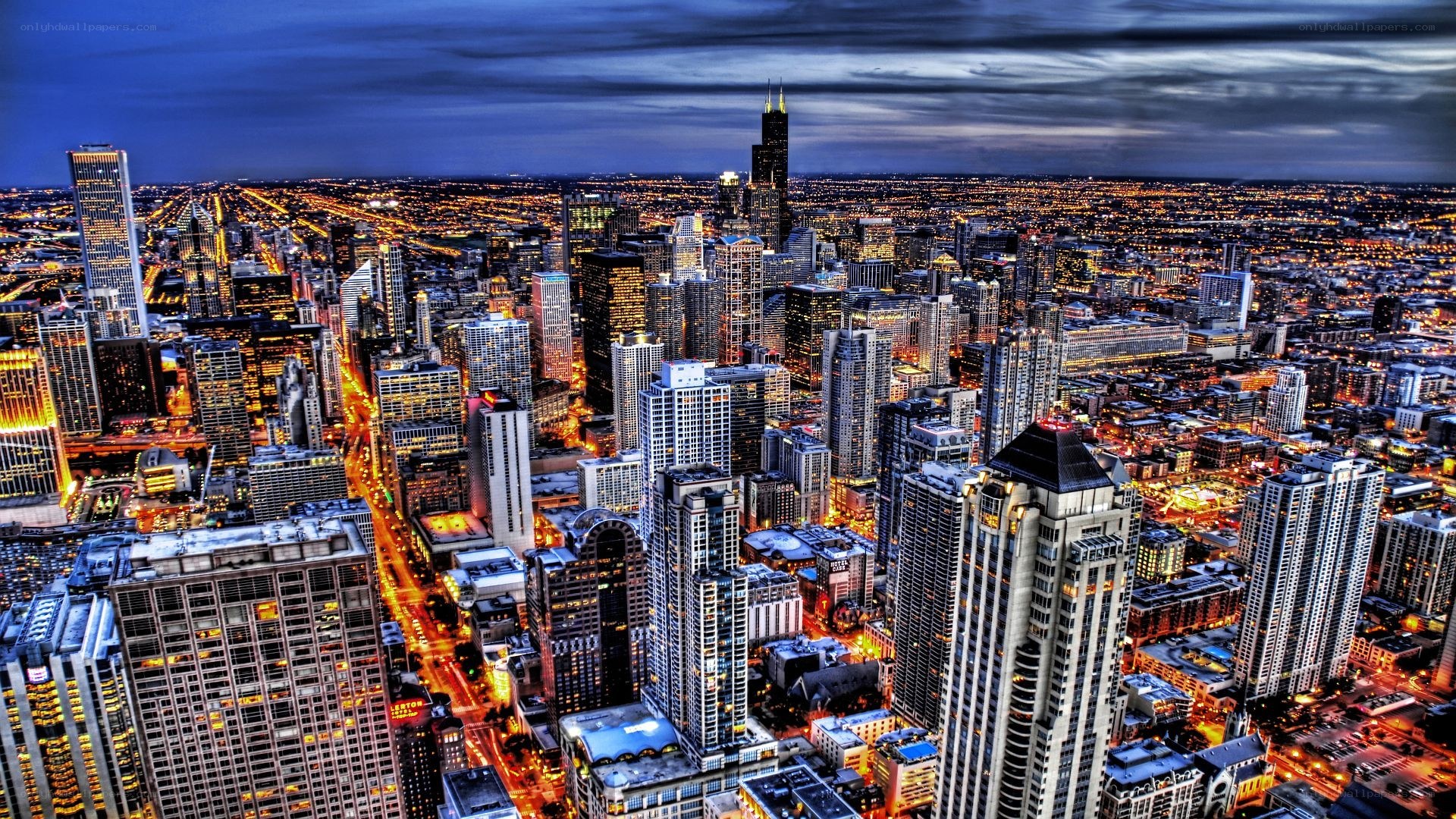 Chicago skyline at dusk