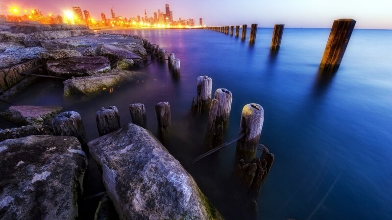 Chicago skyline at dusk
