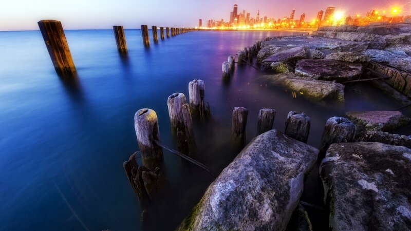 Chicago skyline at dusk