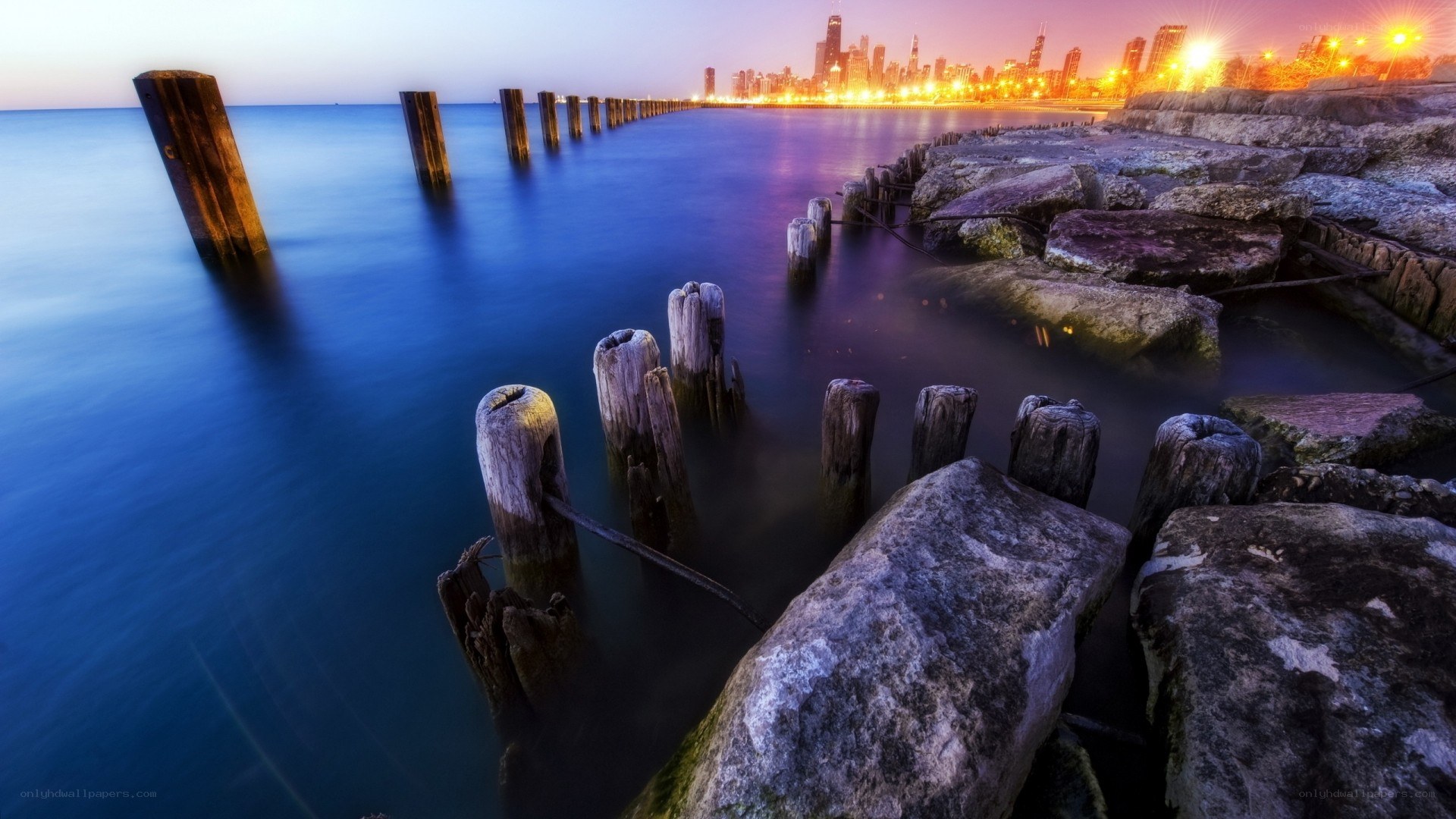 Chicago skyline at dusk