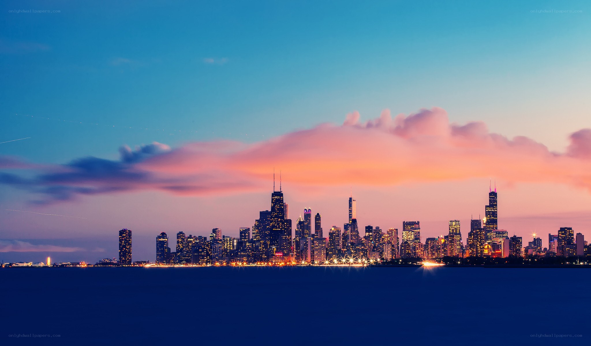 Chicago skyline at dusk