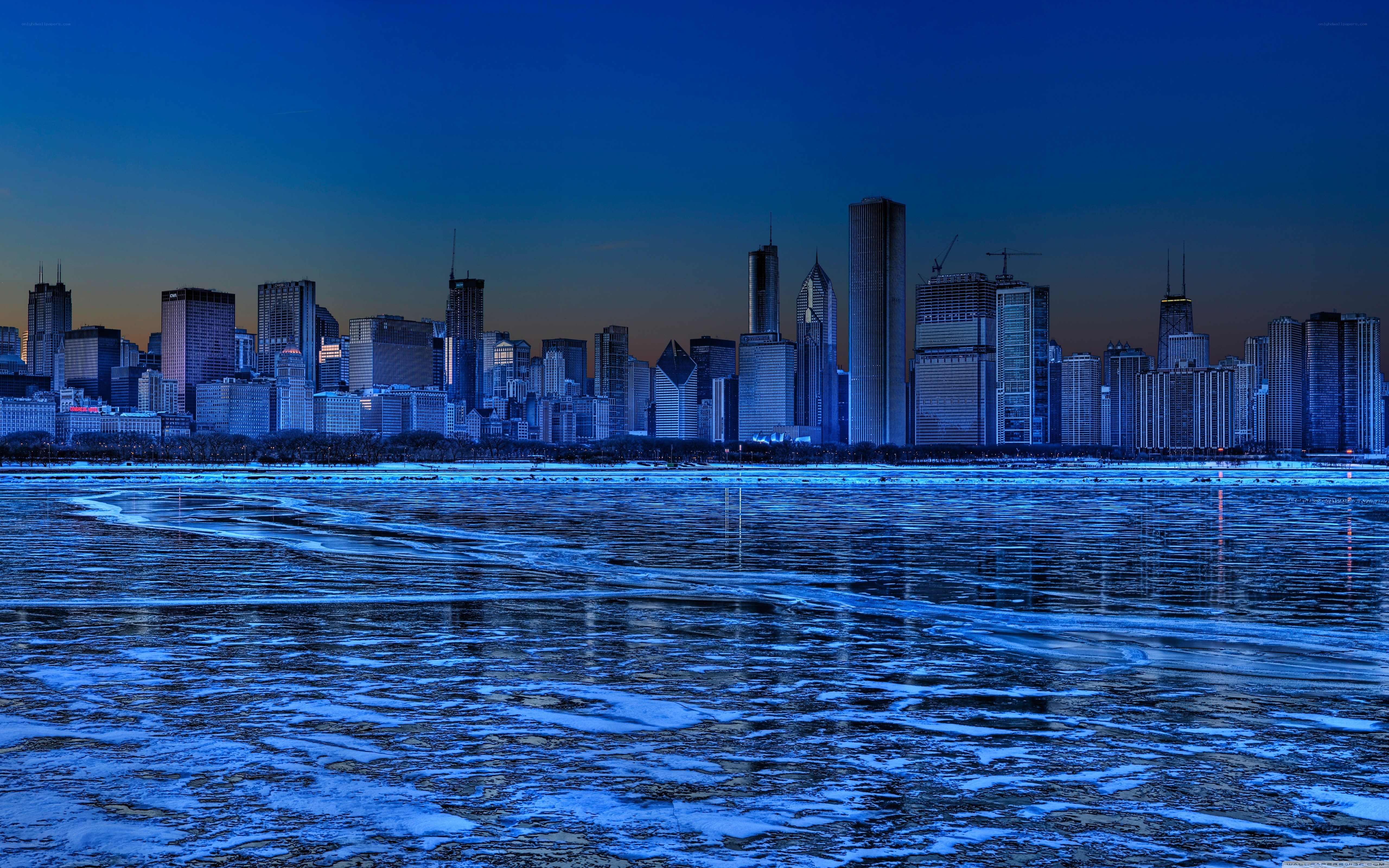 Chicago skyline at dusk