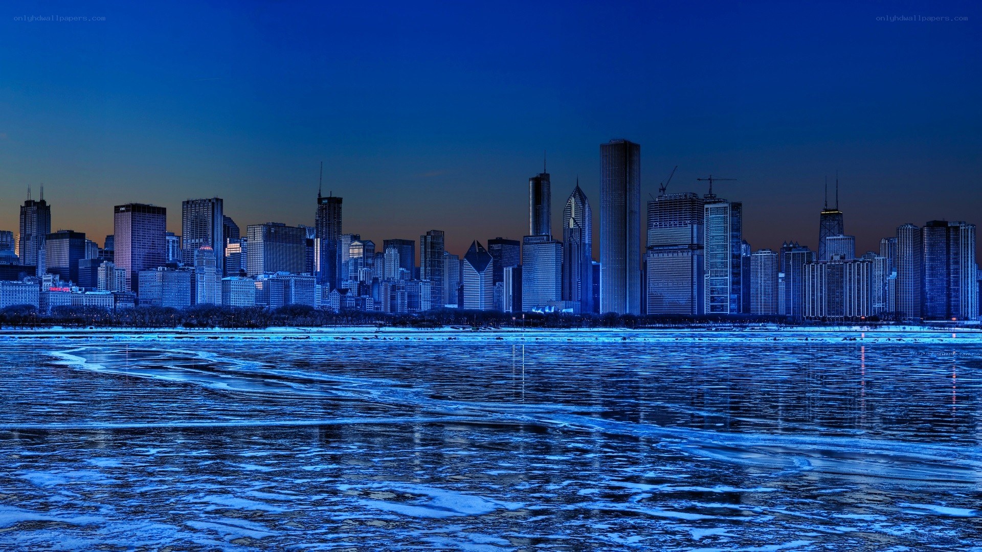 Chicago skyline at dusk