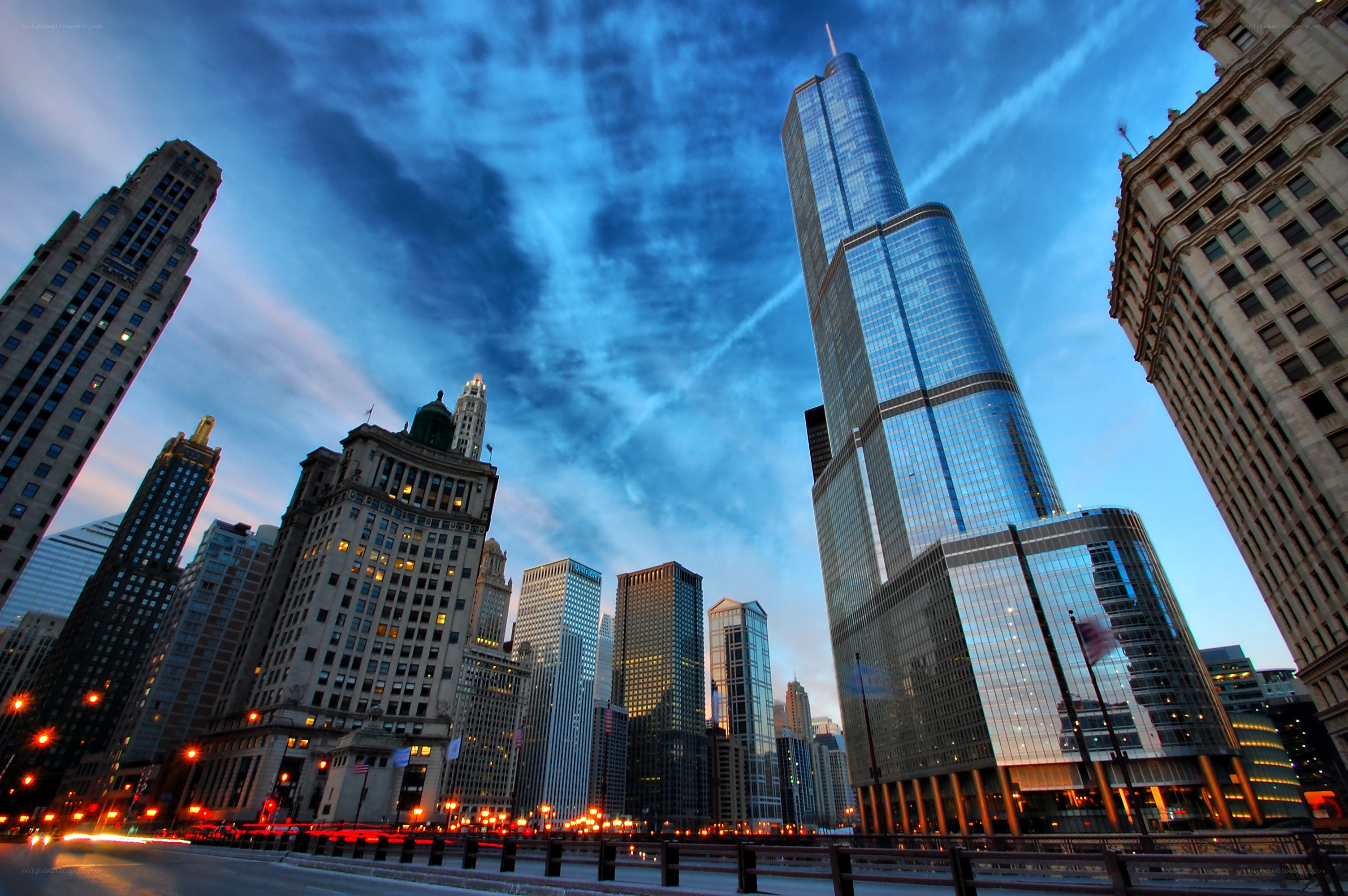 Chicago skyline at dusk