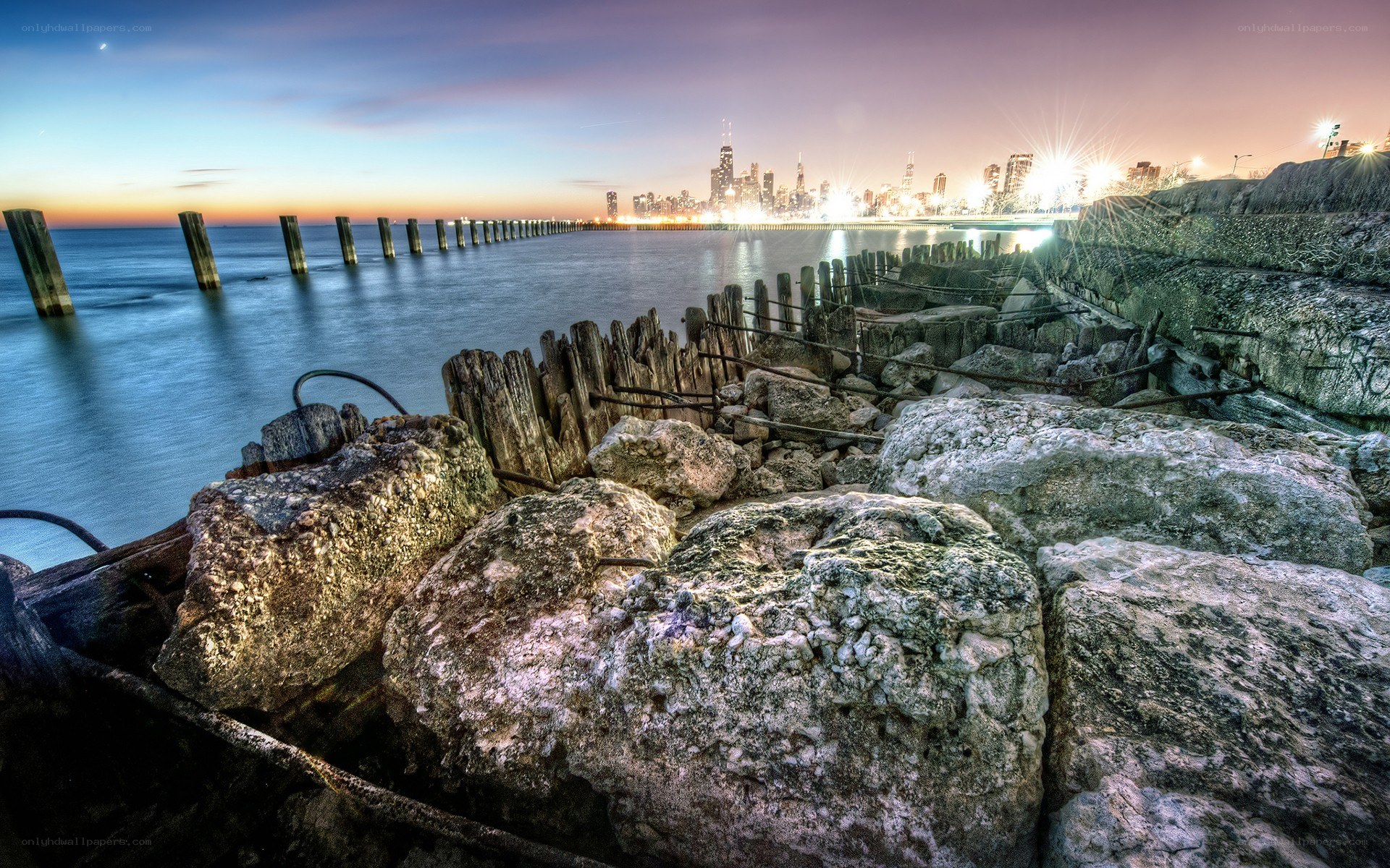 Chicago skyline at dusk