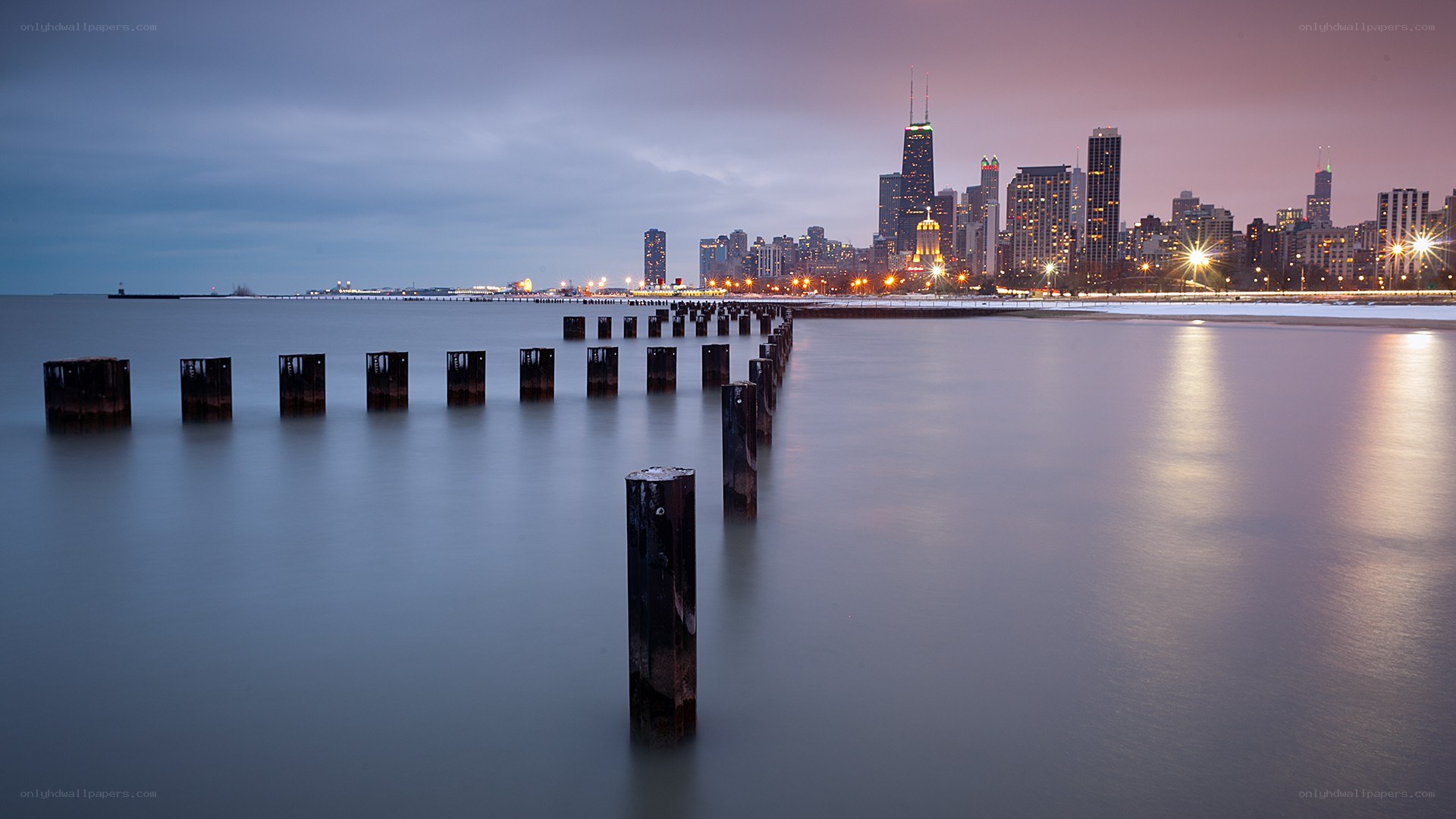 Chicago skyline at dusk
