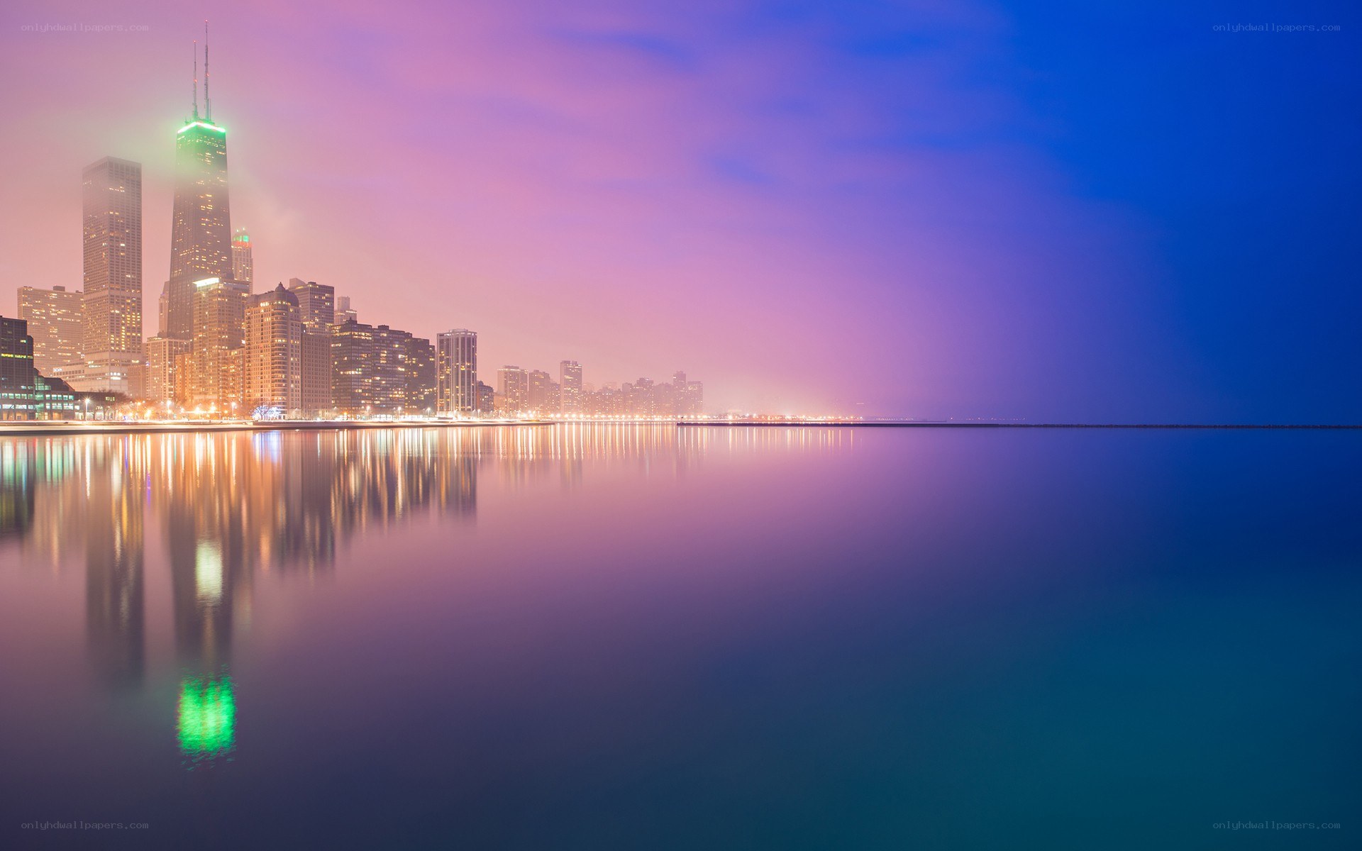 Chicago skyline at dusk